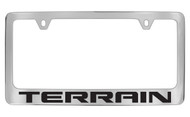 GMC Terrain Chrome Plated Solid Brass License Plate Frame Holder with Black Imprint