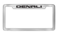 GMC Denali Chrome Plated Solid Brass Top Engraved License Plate Frame Holder with Black Imprint