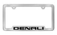 GMC Denali Chrome Plated Solid Brass Bottom Engraved License Plate Frame Holder with Black Imprint