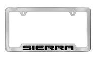 GMC Sierra Chrome Plated Solid Brass Bottom Engraved License Plate Frame Holder with Black Imprint