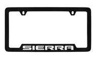 GMC Sierra Black Coated Zinc Bottom Engraved License Plate Frame Holder with Silver Imprint