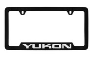 GMC Yukon Black Coated Zinc Bottom Engraved License Plate Frame Holder with Silver Imprint