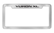 GMC Yukon Xl Chrome Plated Solid Brass Top Engraved License Plate Frame Holder with Black Imprint