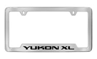 GMC Yukon Xl Chrome Plated Solid Brass Bottom Engraved License Plate Frame Holder with Black Imprint