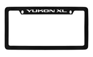 GMC Yukon Xl Black Coated Zinc Top Engraved License Plate Frame Holder with Silver Imprint
