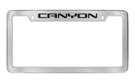 GMC Canyon Chrome Plated Solid Brass Top Engraved License Plate Frame Holder with Black Imprint