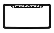 GMC Canyon Black Coated Zinc Top Engraved License Plate Frame Holder with Silver Imprint