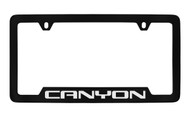 GMC Canyon Black Coated Zinc Bottom Engraved License Plate Frame Holder with Silver Imprint
