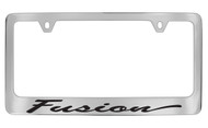 Ford Fusion Script Chrome Plated Solid Brass License Plate Frame Holder with Black Imprint