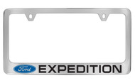 Ford Expedition with Logo Chrome Plated Solid Brass License Plate Frame Holder with Black Imprint