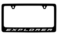 Ford Explorer Black Coated Zinc License Plate Frame Holder with Silver Imprint