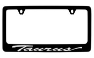 Ford Taurus Script Black Coated Zinc License Plate Frame Holder with Silver Imprint