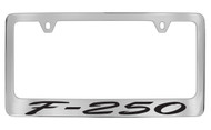 Ford F-250 Script Chrome Plated Solid Brass License Plate Frame Holder with Black Imprint