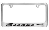 Ford Escape Script Chrome Plated Solid Brass License Plate Frame Holder with Black Imprint