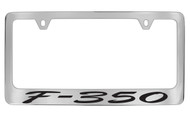 Ford F-350 Script Chrome Plated Solid Brass License Plate Frame Holder with Black Imprint