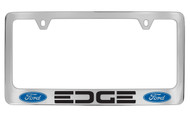 Ford Edge with Dual Logos Chrome Plated Solid Brass License Plate Frame Holder with Black Imprint