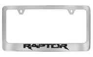 Ford Raptor Chrome Plated Solid Brass License Plate Frame Holder with Black Imprint