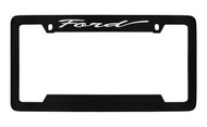 Ford Script Top Engraved Black Coated Zinc License Plate Frame Holder with Silver Imprint