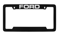 Ford  Top Engraved Black Coated Zinc License Plate Frame Holder with Silver Imprint