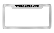 Ford Taurus with Logo Top Engraved Chrome Plated Solid Brass License Plate Frame Holder with Black Imprint