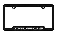 Ford Taurus Bottom Engraved Black Coated Zinc License Plate Frame Holder with Silver Imprint