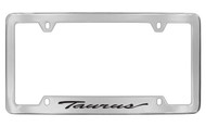 Ford Taurus Script Bottom Engraved Chrome Plated Solid Brass License Plate Frame Holder with Black Imprint