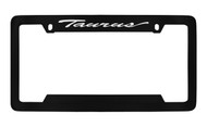 Ford Taurus Script Top Engraved Black Coated Zinc License Plate Frame Holder with Silver Imprint