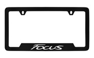 Ford Focus Bottom Engraved Black Coated Zinc License Plate Frame Holder with Silver Imprint