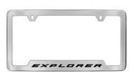 Ford Explorer with Logo Bottom Engraved Chrome Plated Solid Brass License Plate Frame Holder with Black Imprint