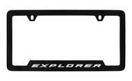 Ford Explorer Bottom Engraved Black Coated Zinc License Plate Frame Holder with Silver Imprint