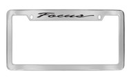 Ford Focus Script Top Engraved Chrome Plated Solid Brass License Plate Frame Holder with Black Imprint