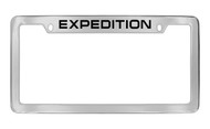 Ford Expedition Top Engraved Chrome Plated Solid Brass License Plate Frame Holder with Black Imprint