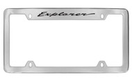 Ford Explorer Script Top Engraved Chrome Plated Solid Brass License Plate Frame Holder with Black Imprint