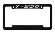Ford F-350 Script Top Engraved Black Coated Zinc License Plate Frame Holder with Silver Imprint