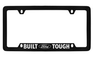 Ford Built Ford Tough with Logo Bottom Engraved Black Coated Zinc License Plate Frame Holder with Silver Imprint
