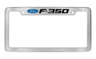 Ford F-350 with Logo Top Engraved Chrome Plated Solid Brass License Plate Frame Holder with Black Imprint