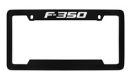 Ford F-350 Top Engraved Black Coated Zinc License Plate Frame Holder with Silver Imprint