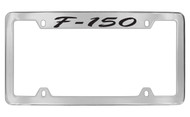 Ford F-150 Script Top Engraved Chrome Plated Solid Brass License Plate Frame Holder with Black Imprint
