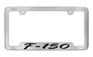 Ford F-150 Script Bottom Engraved Chrome Plated Solid Brass License Plate Frame Holder with Black Imprint
