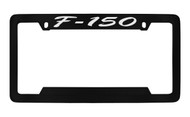 Ford F-150 Script Top Engraved Black Coated Zinc License Plate Frame Holder with Silver Imprint