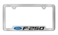 Ford F-250 with Logo Bottom Engraved Chrome Plated Solid Brass License Plate Frame Holder with Black Imprint