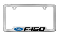 Ford F-150 with Logo Bottom Engraved Chrome Plated Solid Brass License Plate Frame Holder with Black Imprint