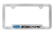 Ford Escape with Logo Bottom Engraved Chrome Plated Solid Brass License Plate Frame Holder with Black Imprint