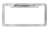 Ford Escape Script Top Engraved Chrome Plated Solid Brass License Plate Frame Holder with Black Imprint