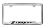 Ford Escape Script Bottom Engraved Chrome Plated Solid Brass License Plate Frame Holder with Black Imprint