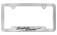 Ford Super Duty Script Bottom Engraved Chrome Plated Solid Brass License Plate Frame Holder with Black Imprint