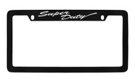 Ford Super Duty Script Top Engraved Black Coated Zinc License Plate Frame Holder with Silver Imprint
