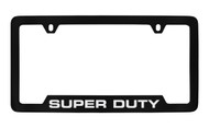 Ford Super Duty Bottom Engraved Black Coated Zinc License Plate Frame Holder with Silver Imprint