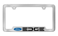 Ford Edge with Logo Bottom Engraved Chrome Plated Solid Brass License Plate Frame Holder with Black Imprint