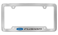 Ford Fusion with Logo Bottom Engraved Chrome Plated Solid Brass License Plate Frame Holder with Black Imprint